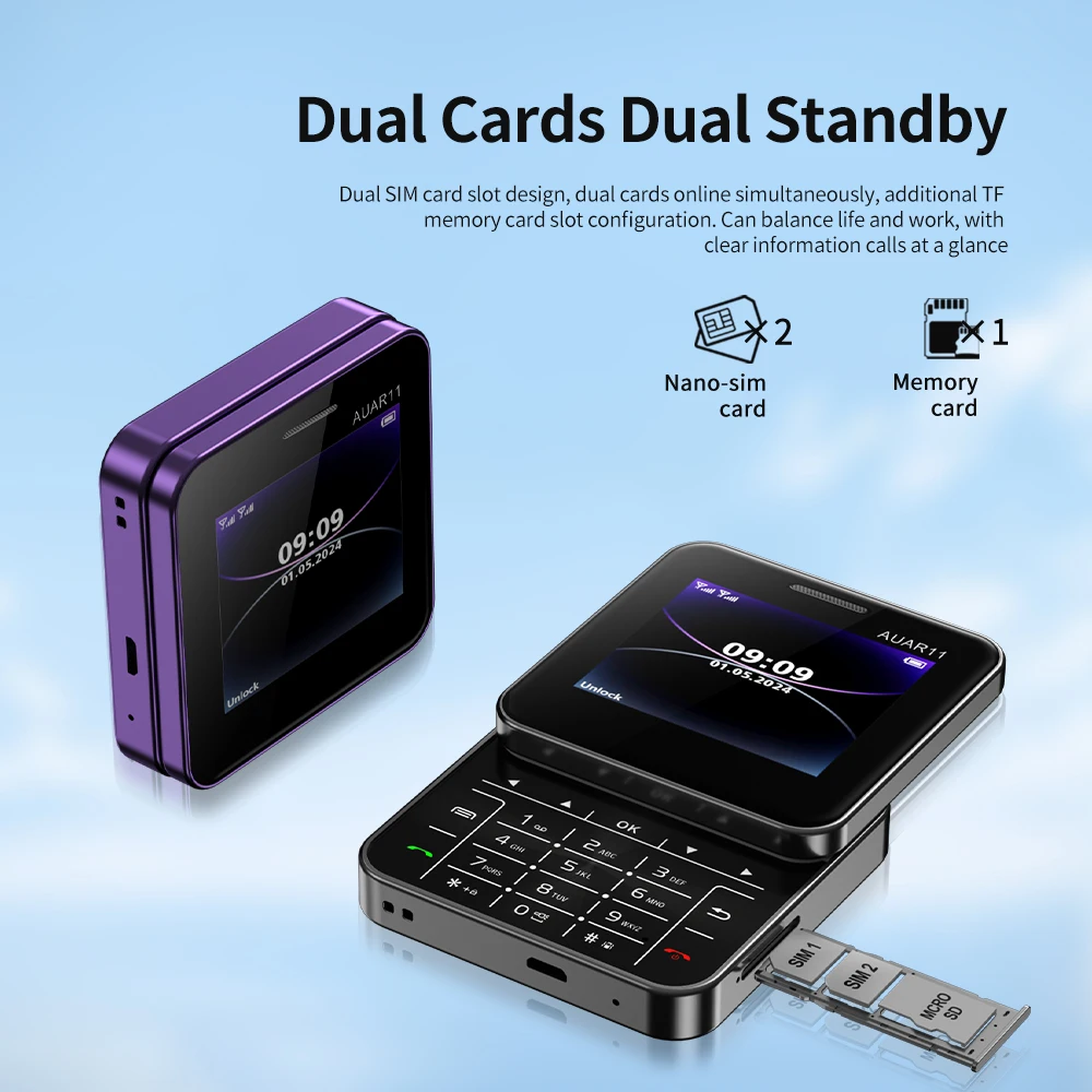 SERVO AUAR11 회전 슬라이딩 스크린 전화 2.4" 디스플레이 2G GSM 블랙리스트 단축 다이얼 소형 휴대폰 최신 다국어