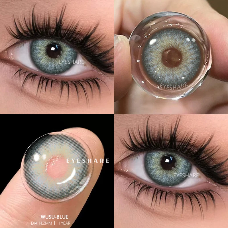 EYESHARE 1 คู่สีคอนแทคเลนส์สําหรับตาสีน้ําตาลธรรมชาติคอนแทคเลนส์ตาสีฟ้าสีเทารายชื่อสีเขียวนักเรียน