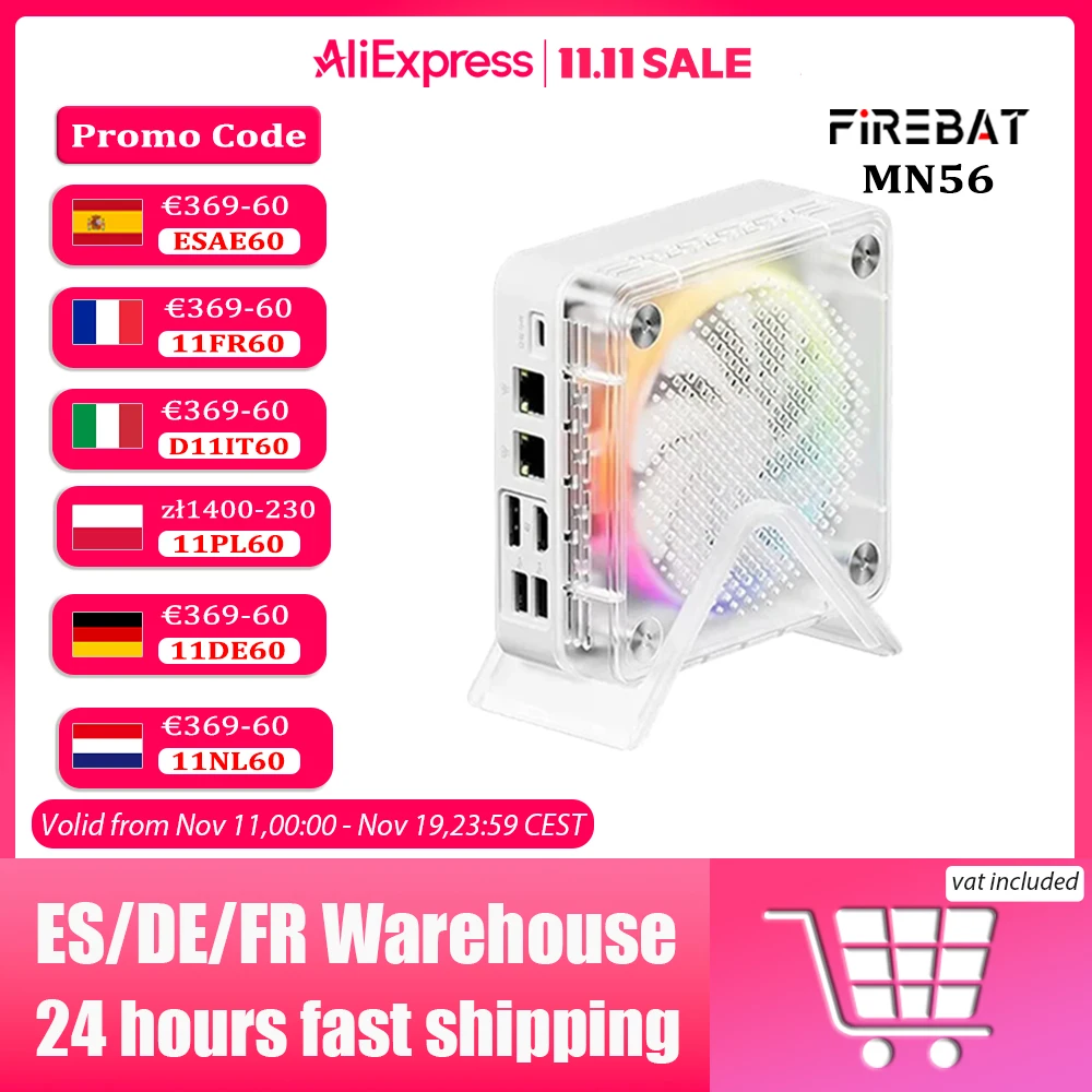 FIREBAT MN56 MINIPC AMD R7-8745HS Mini PC Colorful Gamer 16 GB DDR5 512 GB SSD AMD Radeon ™ Komputer stacjonarny 780M BT5.2 WIFI6