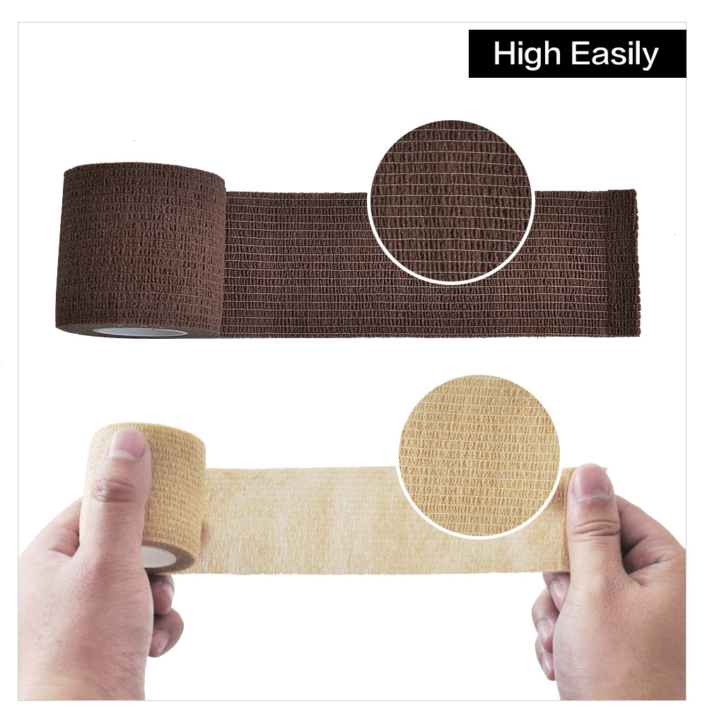 1 rollo de vendaje de movimiento de gasa de 2,5/5/10cm x 4,8 m, vendajes elásticos transpirables autoadhesivos para fijación deportiva, dedo, muñeca y pierna