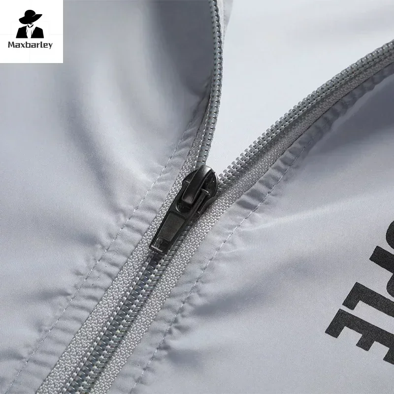 Summer Sun Protection Clothing Men's Casual Waterproof Quick-drying Bicycle Hooded Jacket Plus Size Hiking Thin Skin windbreaker