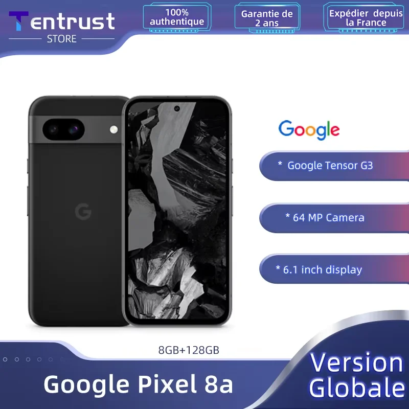 Google Pixel 8a versión Global AI Smartphone Google Tensor G3 64 MP Quad PD cámara ancha 120Hz pantalla OLED batería de 4492mAh