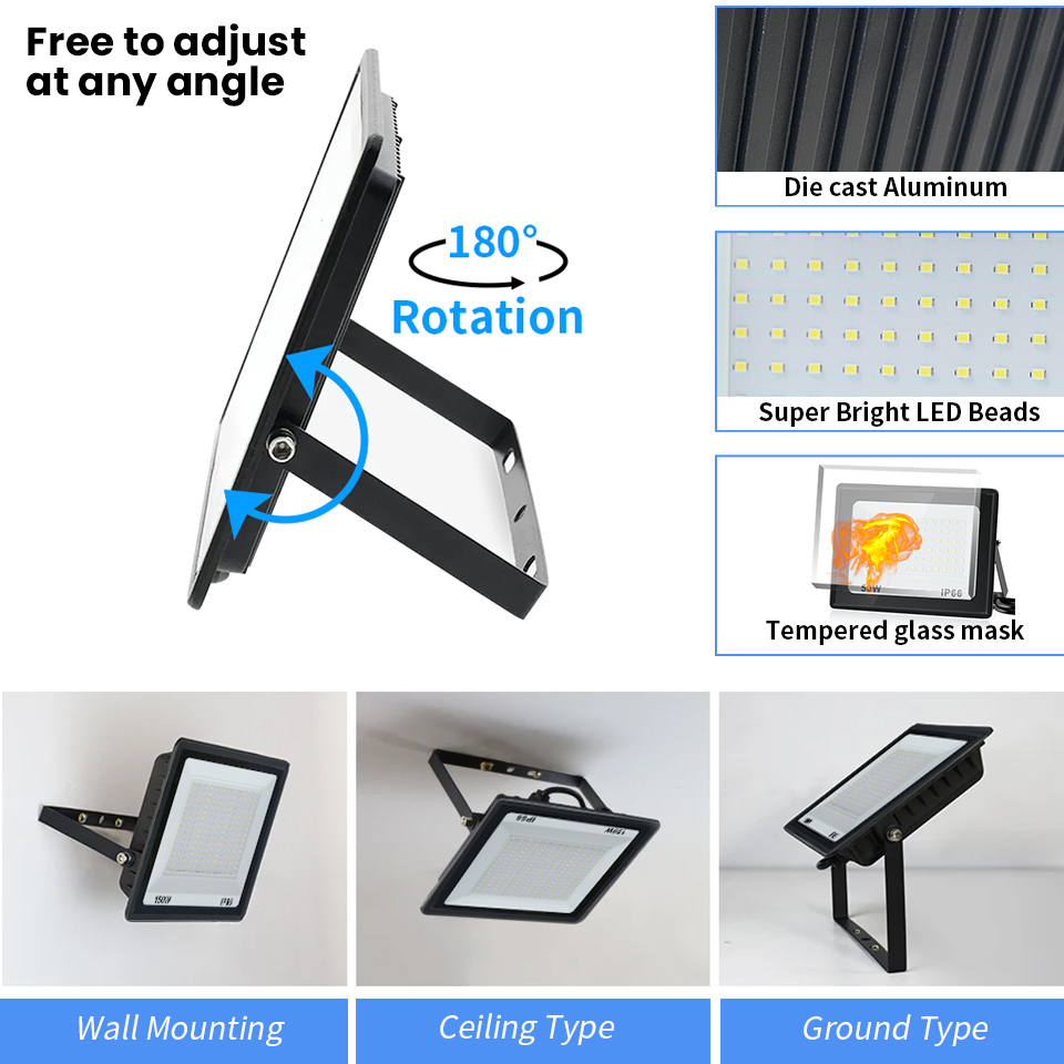 LED Flutlicht 50W 100W 150W AC110V AC220V Led reflektor IP66 Wasserdichte Outdoor Flutlicht Scheinwerfer LED garten lichter