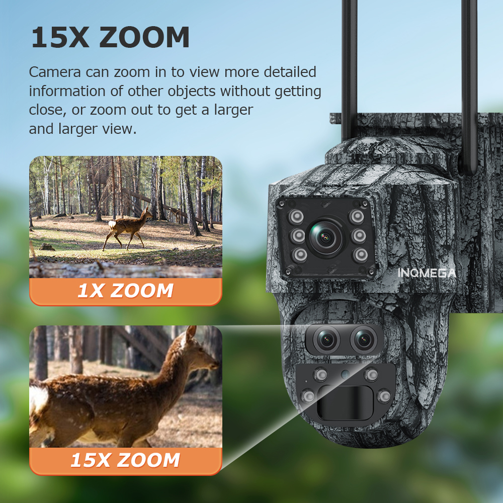 Solar Camera Outdoor 12MP 6K Dual Screen WIFI / 4G SIM Monitor IP66 PIR Human Detection Security Camera Camouflage Forest Ubox