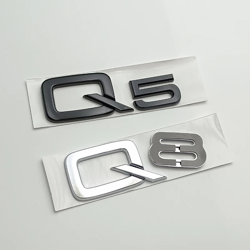 3d ABS กาว Chrome สีดํารถด้านหลังจํานวนตัวอักษรสติกเกอร์สําหรับ Q2 Q3 Q5 Q7 Q8 โลโก้ป้ายป้ายอุปกรณ์เสริม