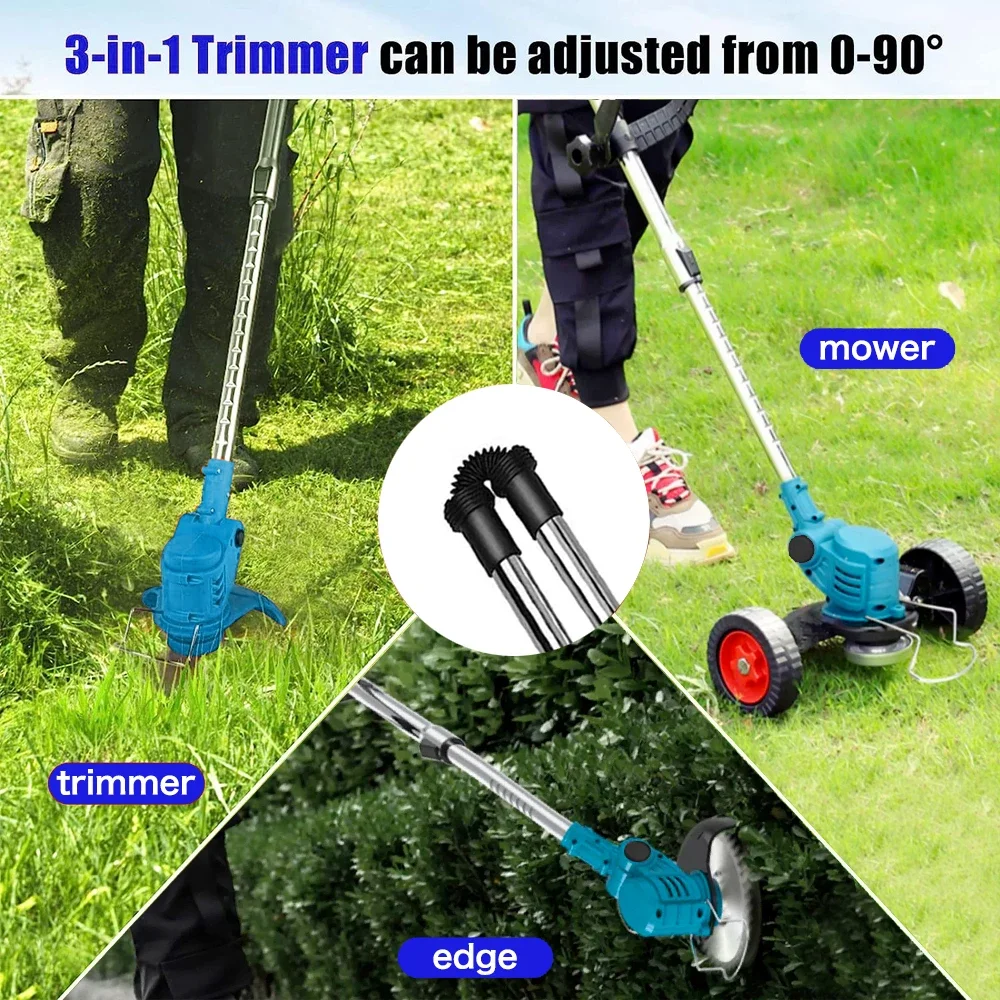 Tosaerba elettrico 21V Cordless Tagliaerba Lunghezza regolabile Taglierina Attrezzi da giardino domestici Compatibile con batteria Makita 18V
