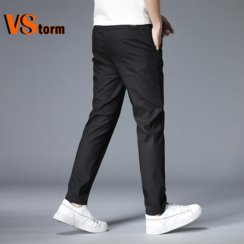 Calça casual fina, masculina, de algodão reto, monocromática, slim fit, estilo clássico, moda empresarial, nova, verão
