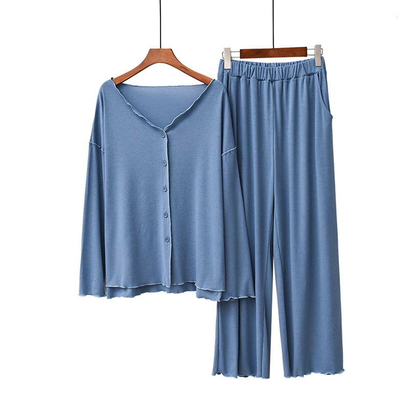 Fdfklak Nữ 2 Cái Nhà Phù Hợp Với 2022 Mới Mùa Xuân, Mùa Thu Tay Dài Pyjama Bộ Rời Mềm Cardigan Ngủ Loungewear