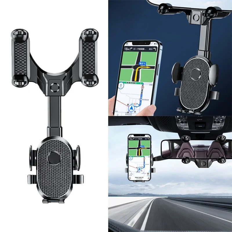 Telefonhalterung für Auto-Rückspiegel 360° °   Einziehbarer Handyhalter Clip für Telefon GPS Unterstützung Handyhalterung Ständer