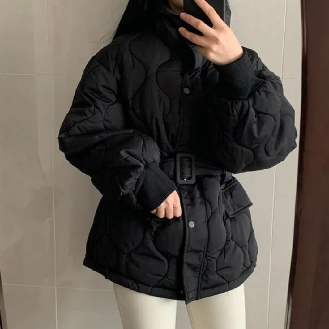 South korea Chic Autumn and Winter Temperament Down jacket Cotton-padded jacket Outerwear Mid-Length Down jacket Short Down j...