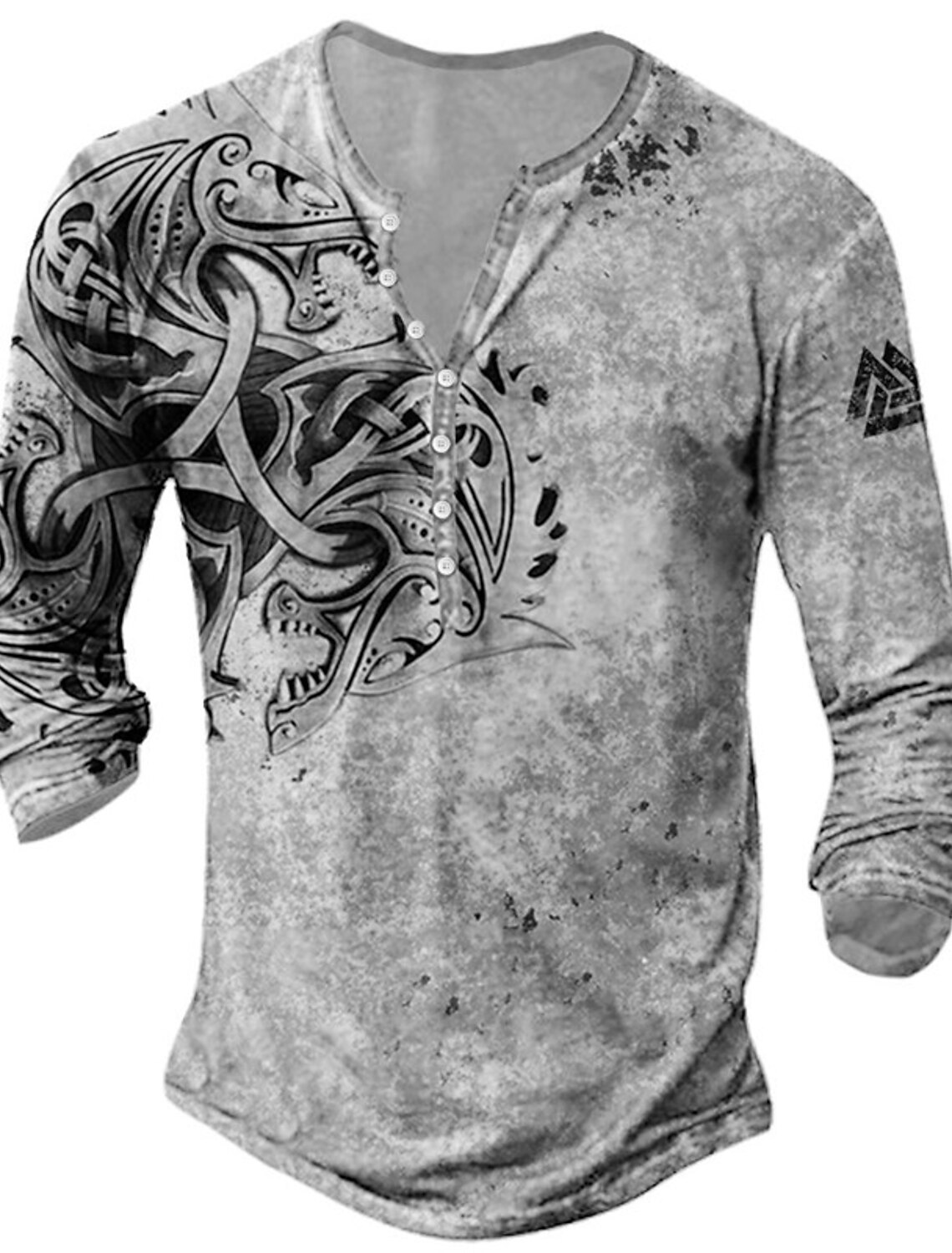 Camisa Henry para hombre Gráfico Viking Henry Ropa 3D Impreso al aire libre Casual Manga larga Estampado de botones Diseñador de moda Fashionretro