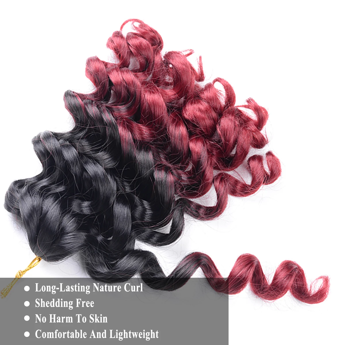 Extensões onduladas profundas sintéticas do cabelo, torção Crochet o cabelo, cachos franceses, fibra de alta temperatura, 12"