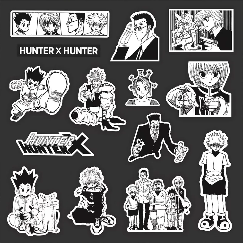 10/30/70 pçs preto e branco anime caçador × caçador adesivos legal graffiti decalques para telefone mala notebook crianças diy adesivo brinquedos