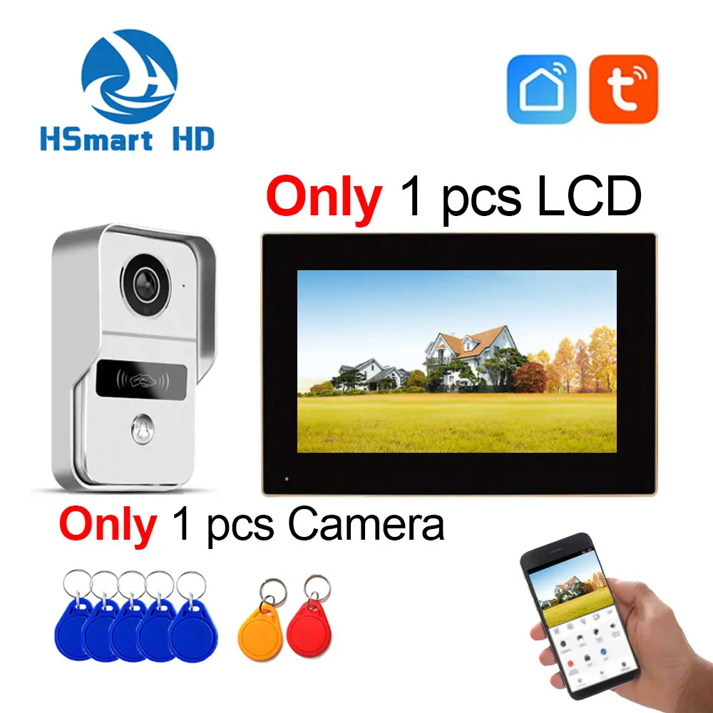 Voor 2v1/1v2 Lcd 1080P 7 Inch Wifi Video Intercom Tuya Smart Home App Draadloze Video Deurtelefoon Rfid Toegangscontrole Systeem