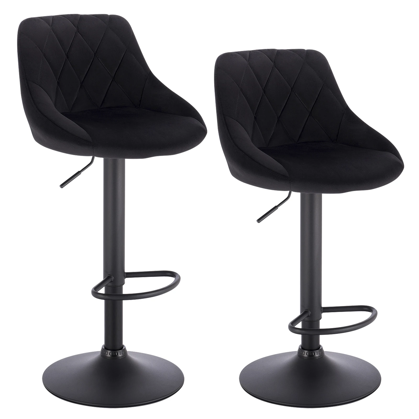 WOLTU 2PCS/Set Swivel Bar Chairs Velvet/Leather Rotating Bar Stool Height-Adjustable Lifting High Stool with Footrest for Home