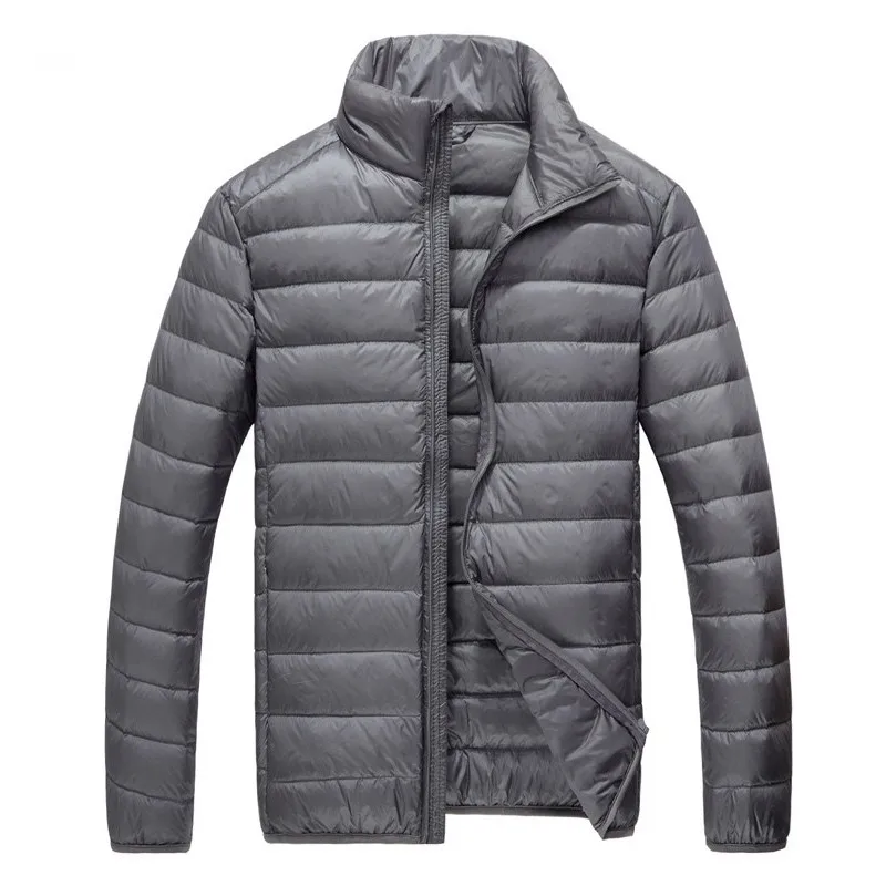 Herfst High-End Merk Witte Eend Dons Licht Dunne Mode Effen Kleur Slanke Casual Opstaande Kraag Heren Donsjack Mannelijke Donsjas