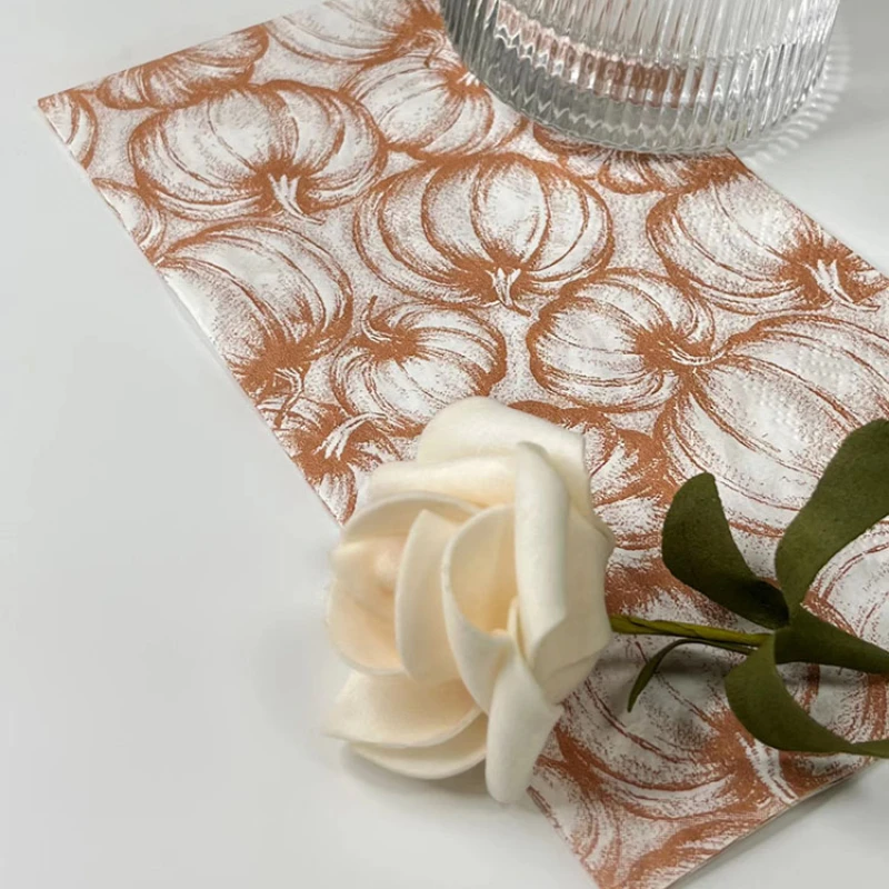 20 pz 33*40cm autunno zucca stampa tovaglioli decorazione festa del ringraziamento tovaglioli di carta colorati fai da te farfalla osso carta