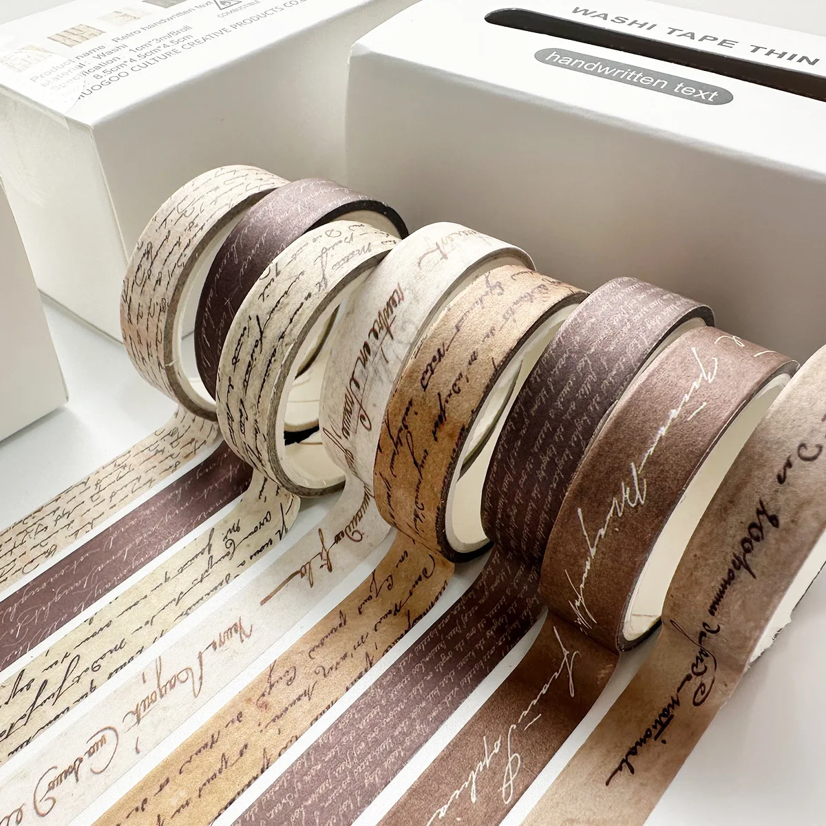 레트로 Washi 테이프 세트 8 롤 스키니 빈티지 장식 접착 마스킹 테이프 장식 스티커 아트 DIY 저널 A7830
