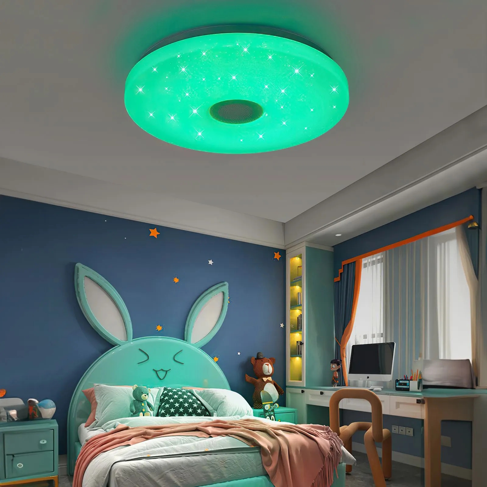 RGB スマートシーリングライト LED インテリアホーム装飾ライト 42 ワット 60 ワット 220 ボルト光沢調光リモコン WIFI Bluetooth リビングルーム