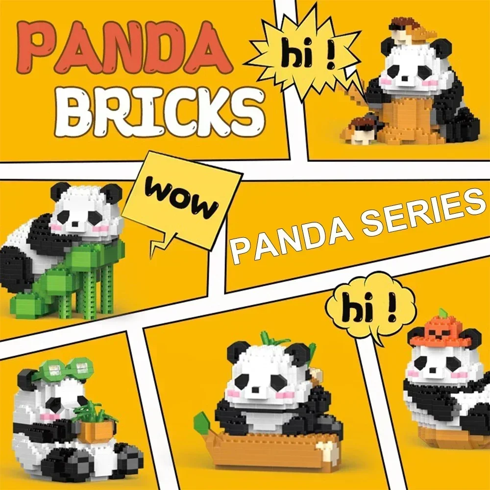 Criativo diy montar animal bonito mini estilo chinês animal panda bloco de construção brinquedos educativos menino para crianças modelo tijolos