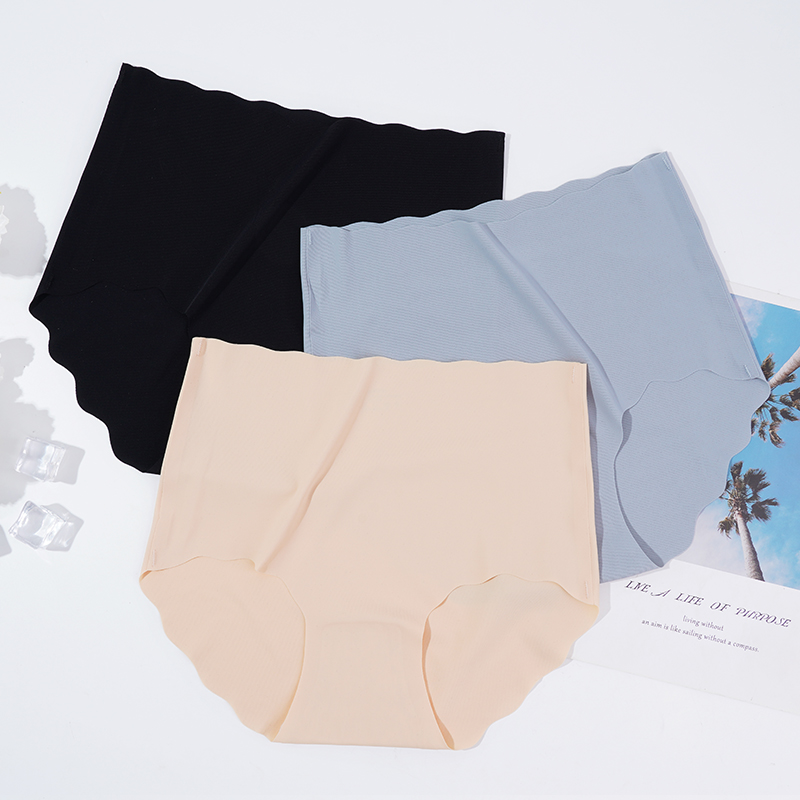 3 unids/set de ropa interior sin costuras para mujer, bragas de seda de Color liso, calzoncillos con volantes para mujer, bragas para niñas, bragas lisas