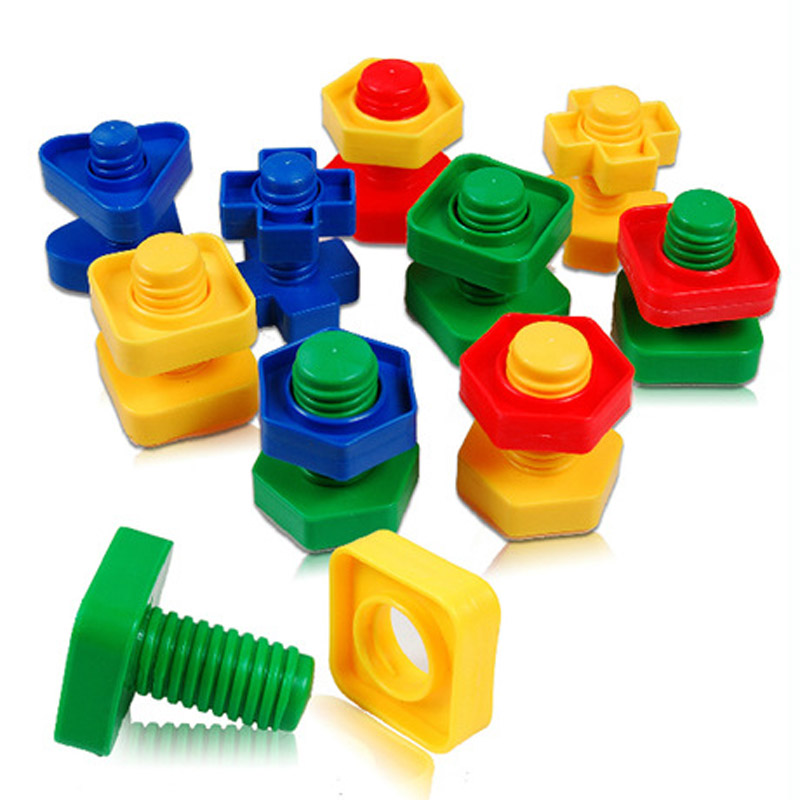 5 jeux de blocs de construction à vis, blocs d'insertion en plastique, jouets en forme d'écrou pour enfants, jouets éducatifs, modèles à échelle Montessori, cadeau