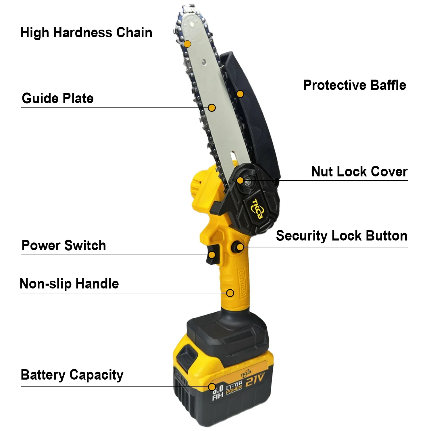TKCB-Mini scie électrique sans fil injuste, outils de coupe de jardin, scie d'élagage portable, outils de travail de calcul, 6 ", 21V