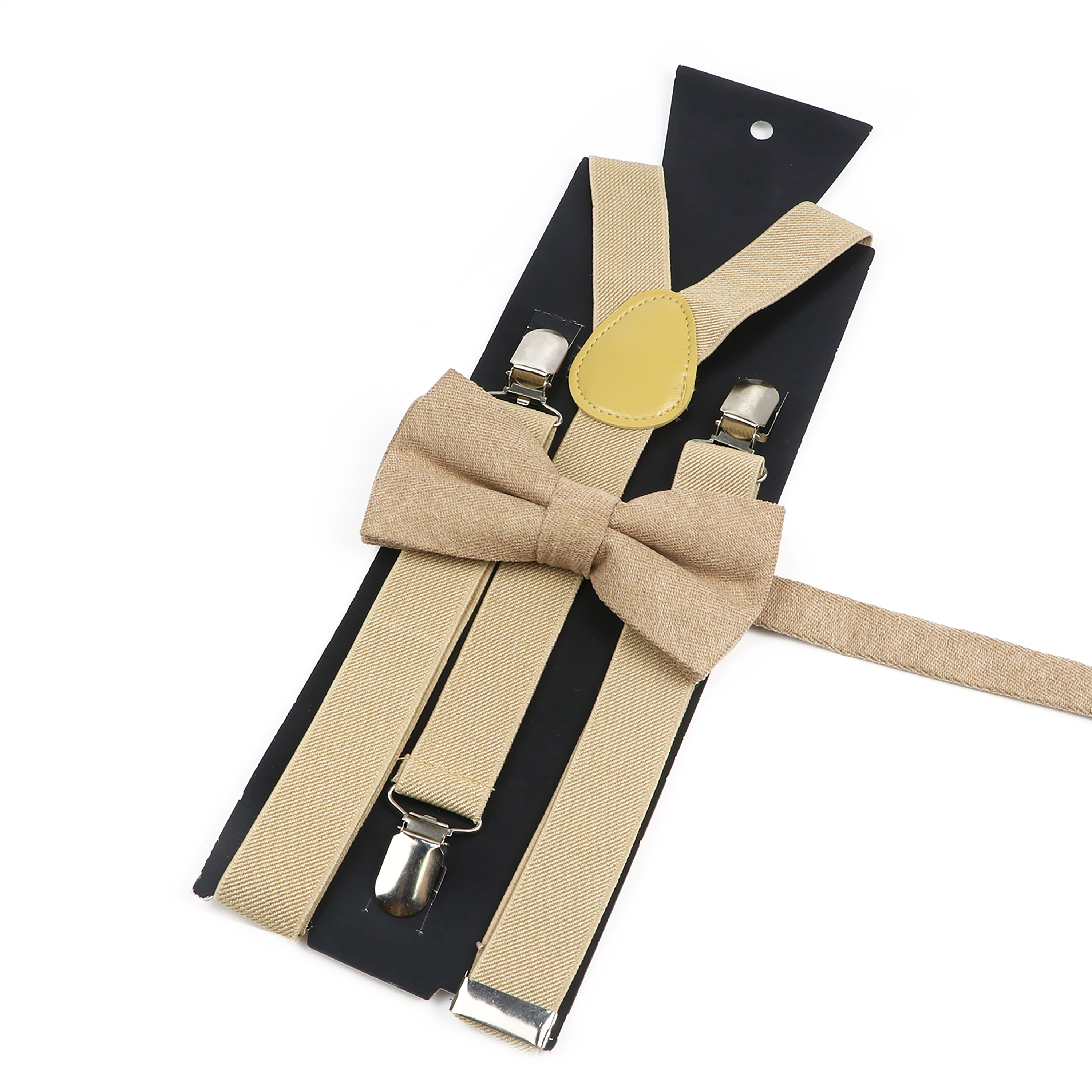 Conjunto de pajarita con tirantes para hombre y niño, color amarillo, caqui y marrón, tirantes elásticos ajustables en Y, accesorios diarios para padres e hijos