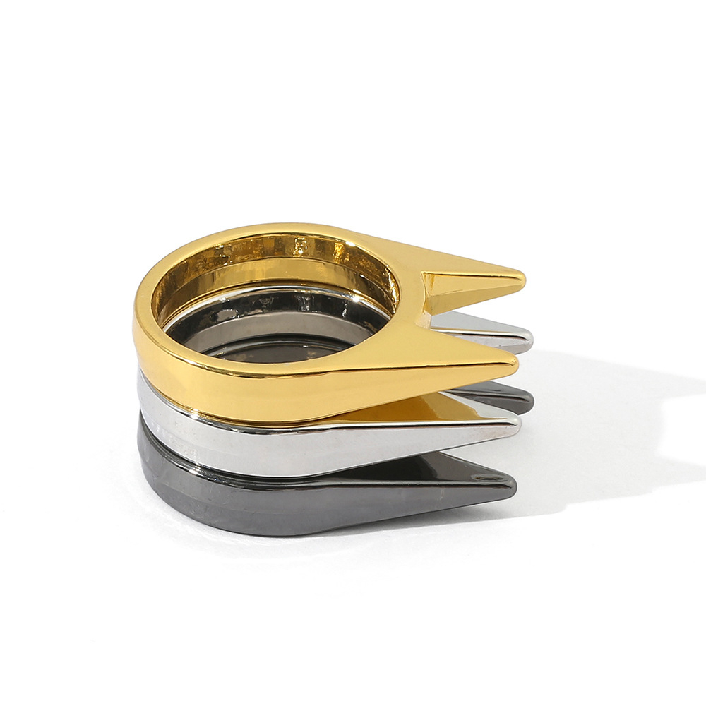 1pcs Women Men Safety Survival Ring Tool Self Defence Metal Ring Finger Defense Ring Tool Cat's Ear Ring Silver Gold Black Color