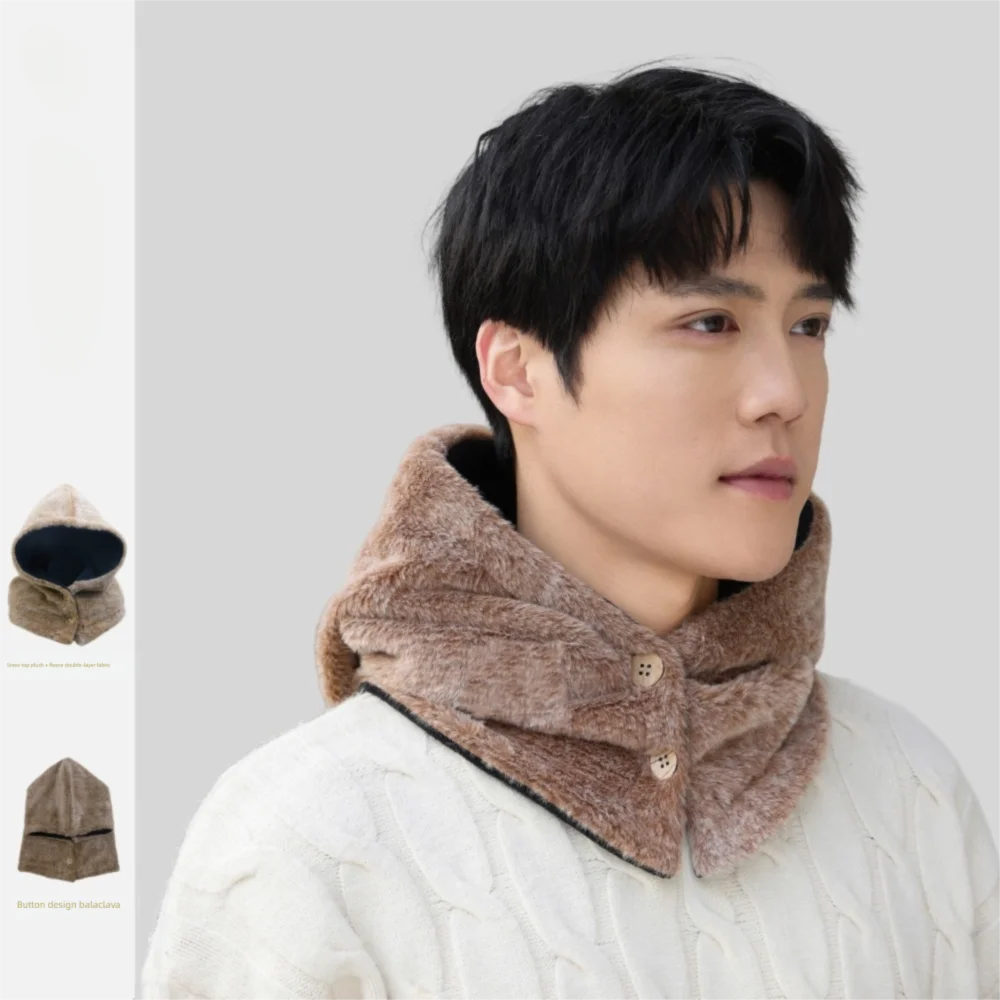 Moda de pelúcia inverno integrado boné cachecol proteção de orelha quente gorro chapéu cachecol macio à prova de vento balaclava chapéu ciclismo