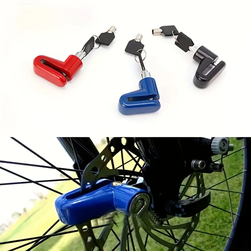 Cerradura de freno de disco para motocicleta, cerradura con llave duradera de seguridad antirrobo para bicicleta de montaña con 2 llaves, No requiere electricidad ni batería