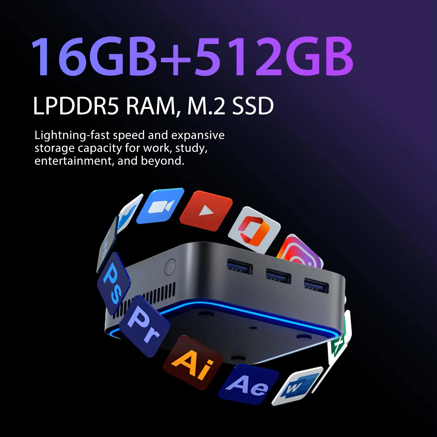 Blackview Mini-PC MP80 Desktop-Computer Intel Alder Lake N95 WiFi 2,4/5G USB 3.0 16 GB DDR 512 GB SSD 4K HD Windows 11 Pro