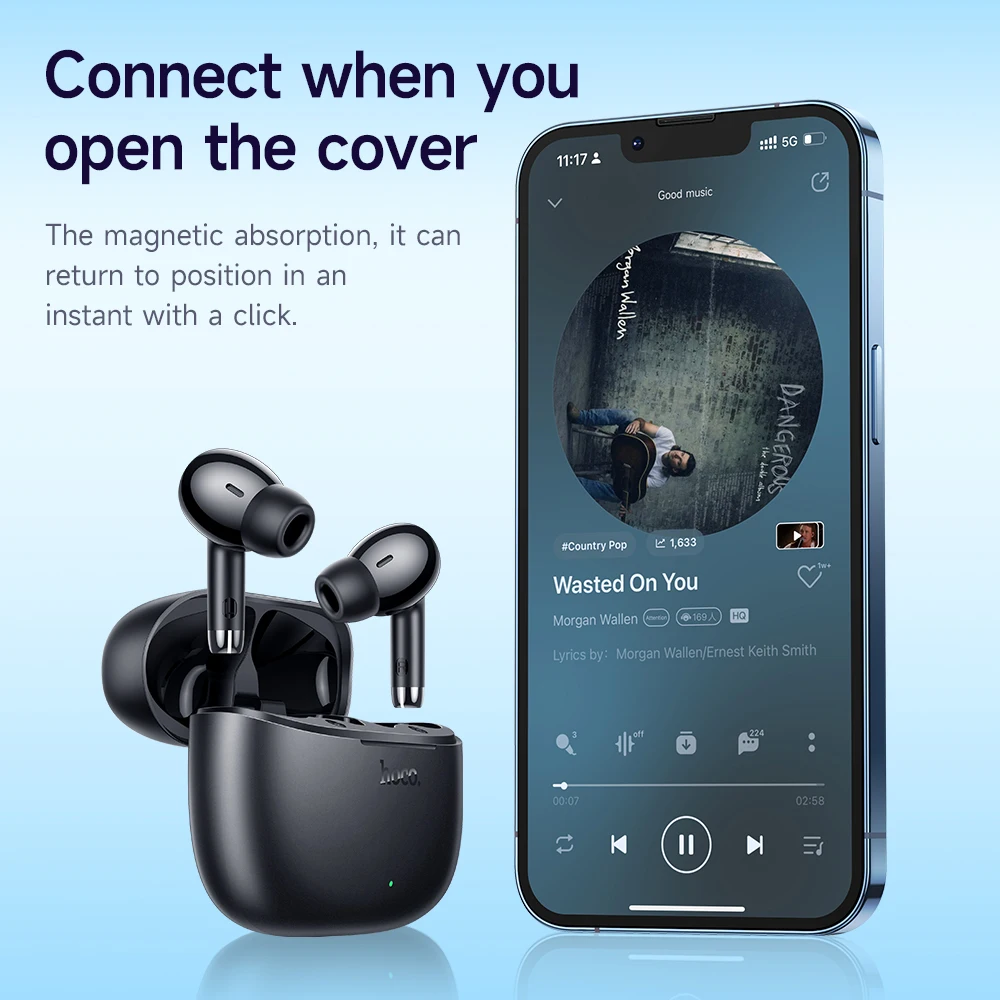 Choice HOCO EQ2 auriculares inalámbricos Bluetooth 5,3 para juegos auriculares de música de modo Dual de baja latencia auriculares intrauditivos deportivos con micrófono