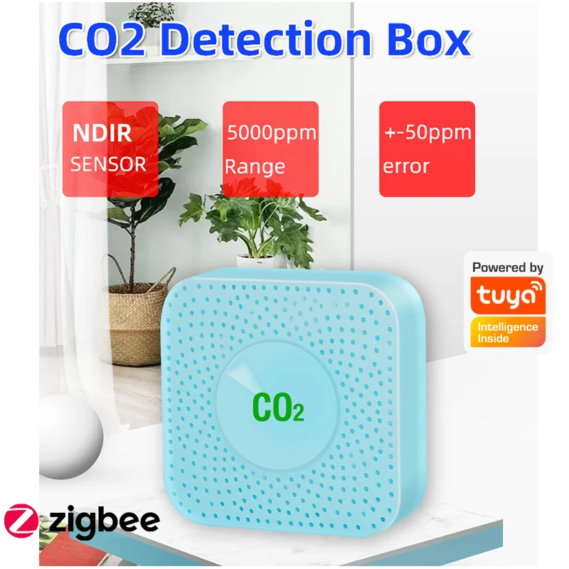 ZigBee Tuya CO2เซ็นเซอร์ NDIR ความแม่นยำสูงสมาร์ทโฮม Linked Co2เครื่องตรวจจับ Air Monitor ในครัวเรือน SmartLife APP