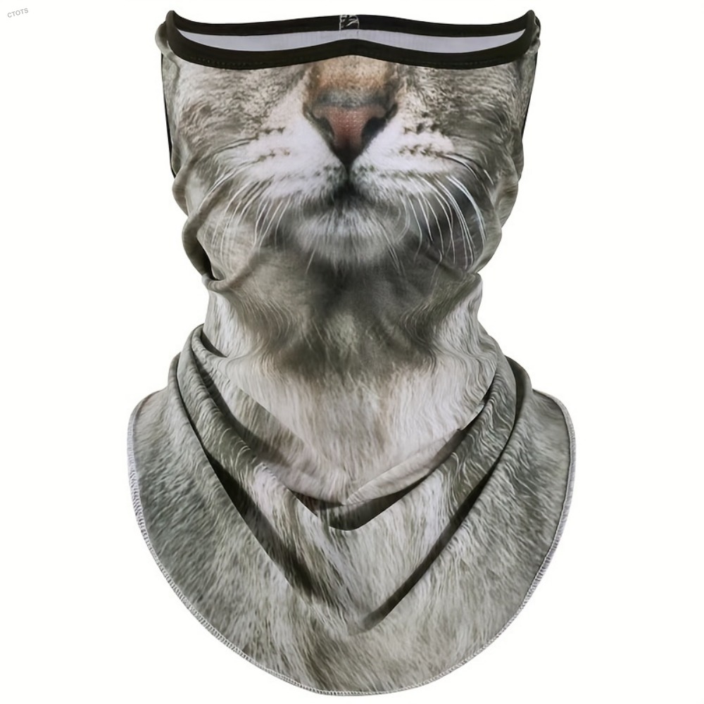 3D Animal Cat Design Summer Full Face Neck Protector Sun Shield Breathable Quick Dry Polyester Helmet Liner for Outdoor Cycling