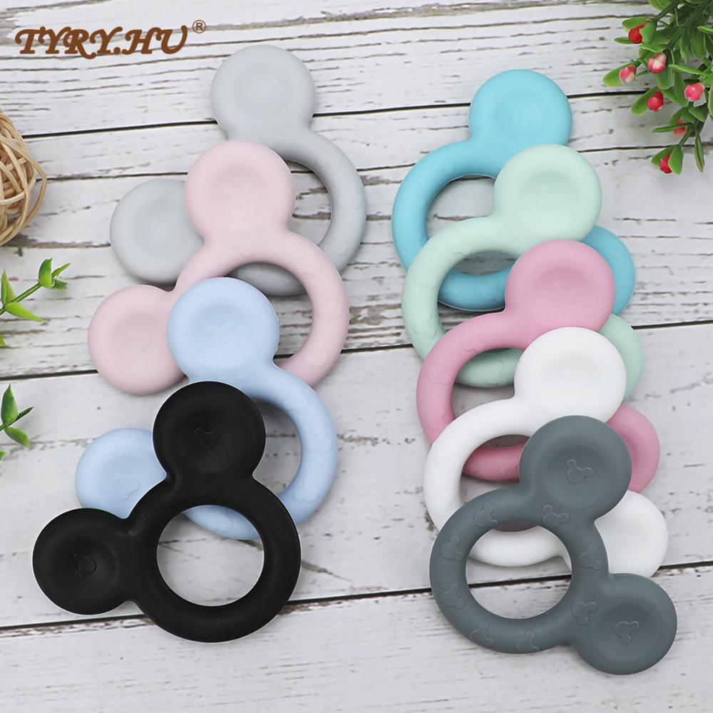 TYRY. HU 1PC การ์ตูน Mickey เด็กซิลิโคน Teether การงอกของฟันสัตว์หนู DIY Baby Teething สร้อยคอของเล่นซิลิโคนเกรดอาหารของเล่น