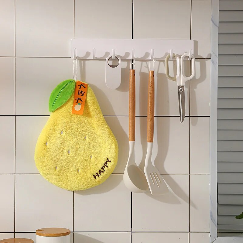 Hangende koraalfleece creatieve fruithanddoek keuken thuis luie handdoek verdikte absorberende kinderhanddoek