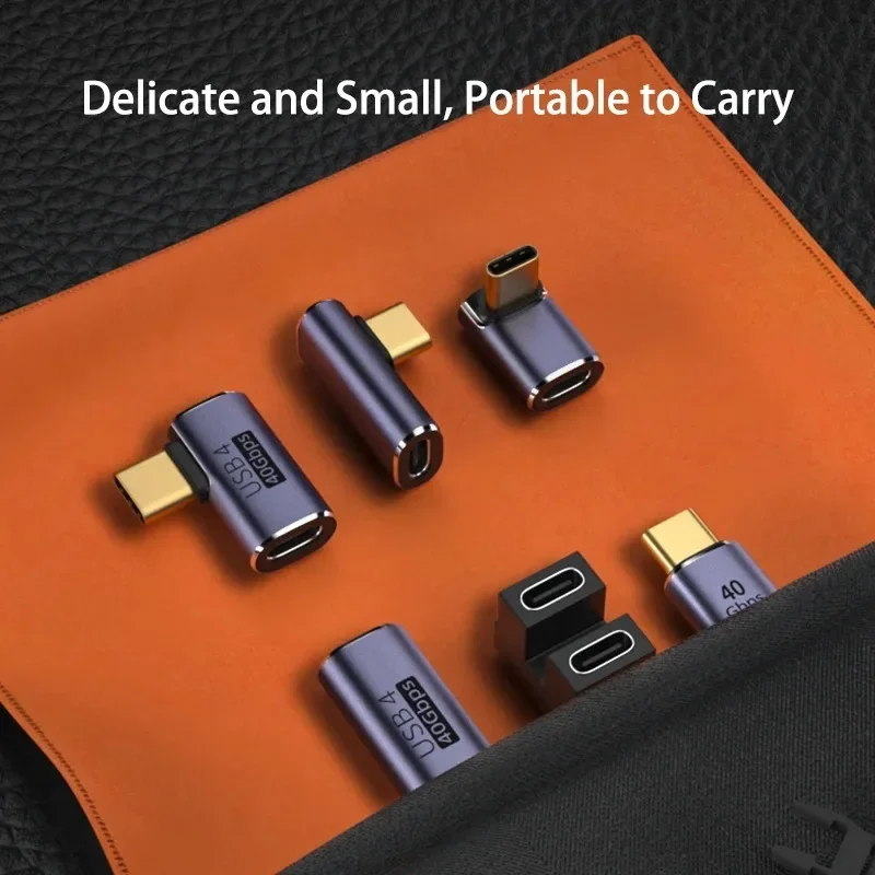 Convertidor USB 4,0 de 90 grados, adaptador Thunderbolt tipo C hembra a macho, codo de ángulo recto, auricular USB, extensor de carga de datos de Audio