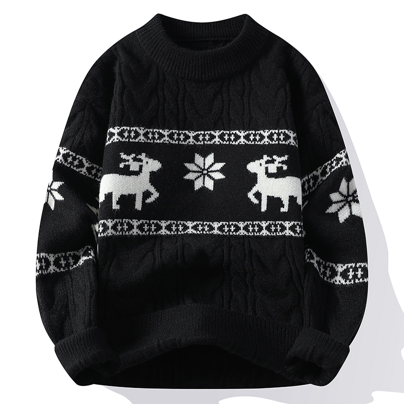2024 camisola de inverno novo high end luxo camisola de caxemira dos homens grosso quente suéteres com cervos coreano harajuku natal jumper