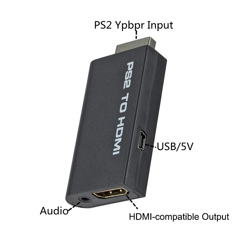 PS2 to HDMI-compatibale Audio Video Converter 480i/480p/576i With 3.5Mm Audio Output Supports All PS2 to HD Display Modes
