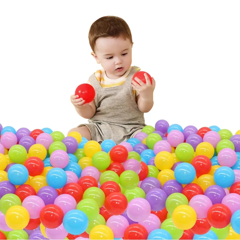 100 Uds. Bolas de plástico blando, juguetes para bebés, parque interior, tienda, pelota para niños, juegos de piscina, juguete deportivo al aire libre, bolas coloridas del océano