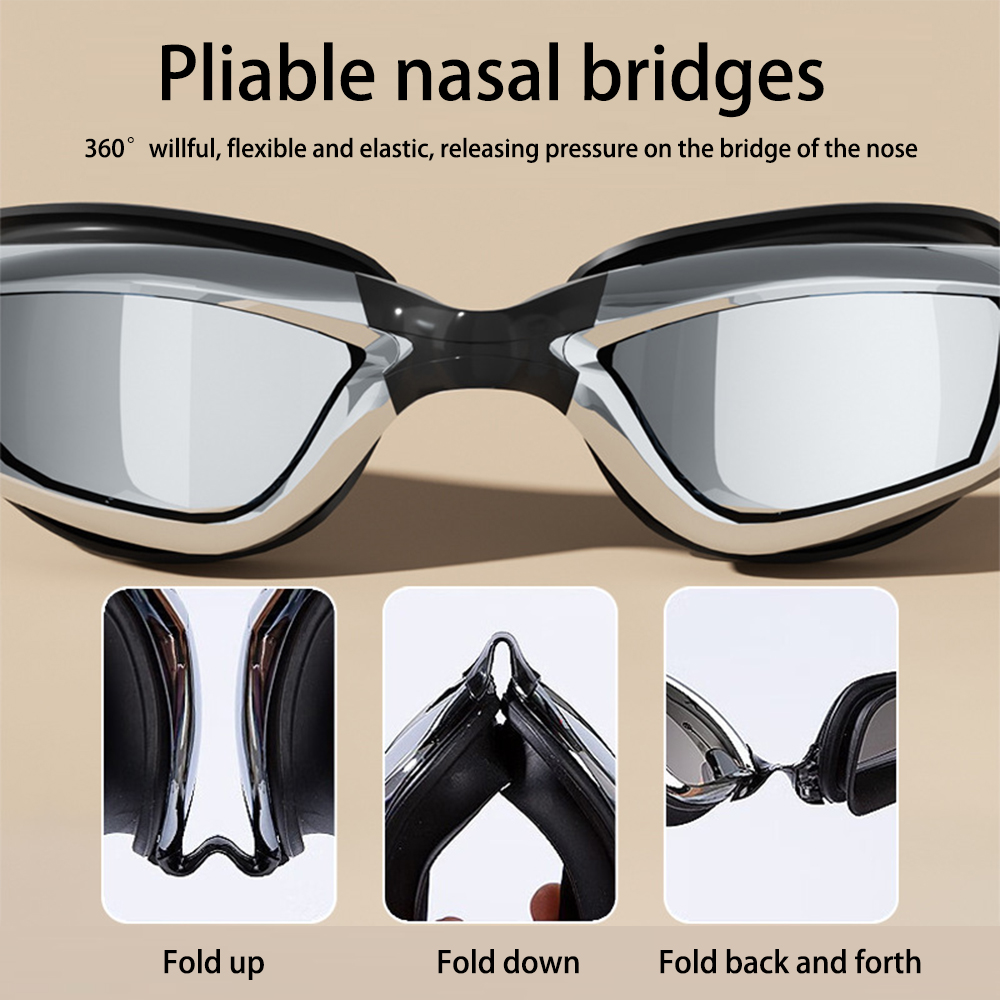 전문 다이빙 고글 전기 도금 남성과 여성 올인원 귀마개 안경 안개 방지 방수 HD 수영 고글