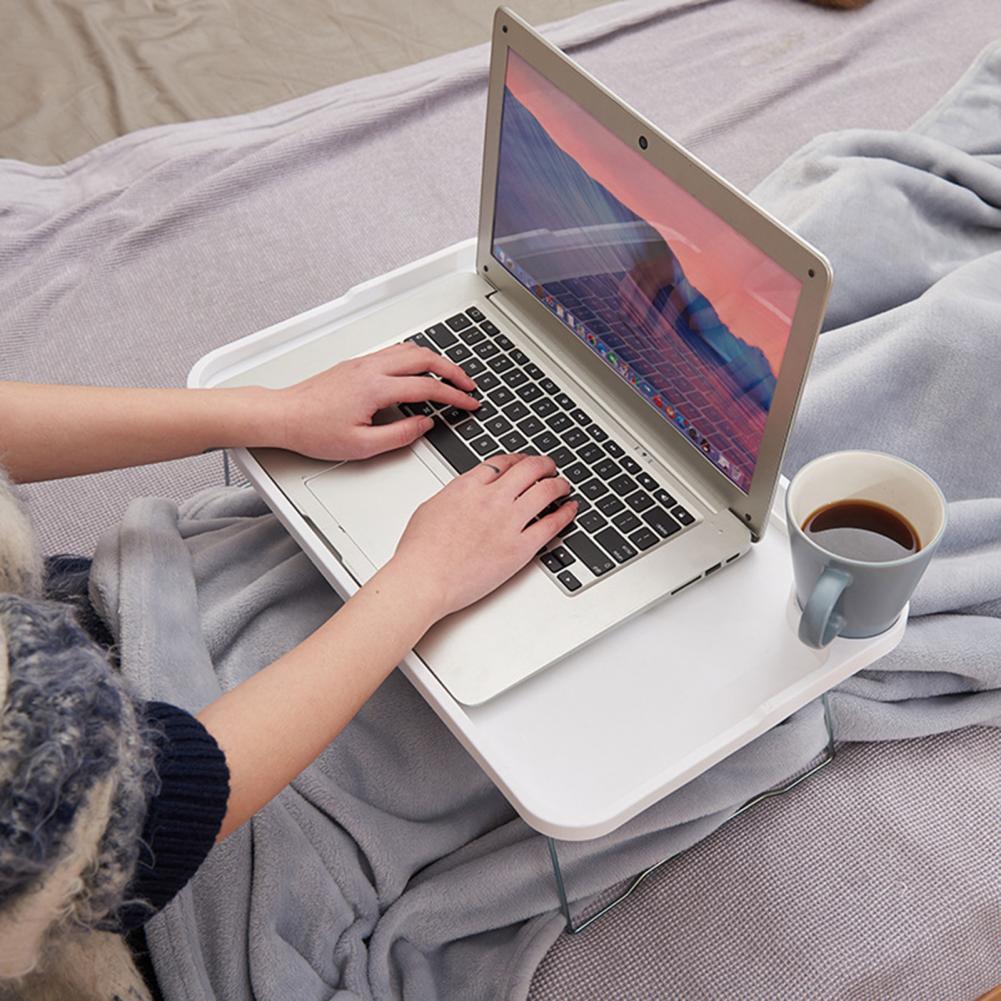 Tragbares Frühstückstablett, tragbarer, zusammenklappbarer Laptop-Tisch mit Getränkehalter für Studentenwohnheim, Sofa, stabiles Betttablett mit Rutschfestigkeit