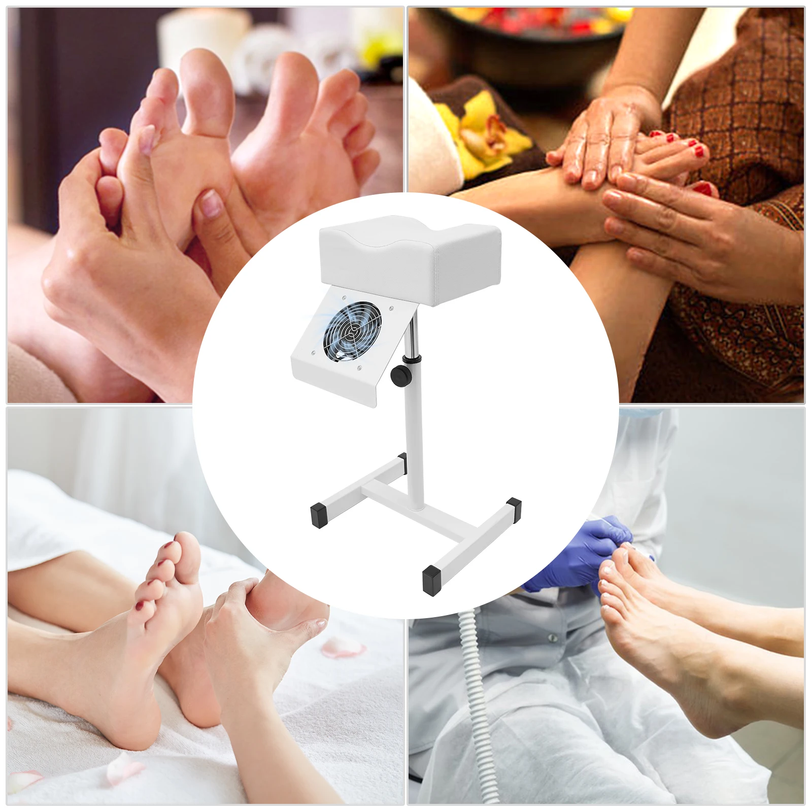 Um banco ajustável em altura com aspirador de pó para arte em unhas, adequado para salões, spas comerciais e também para uso doméstico