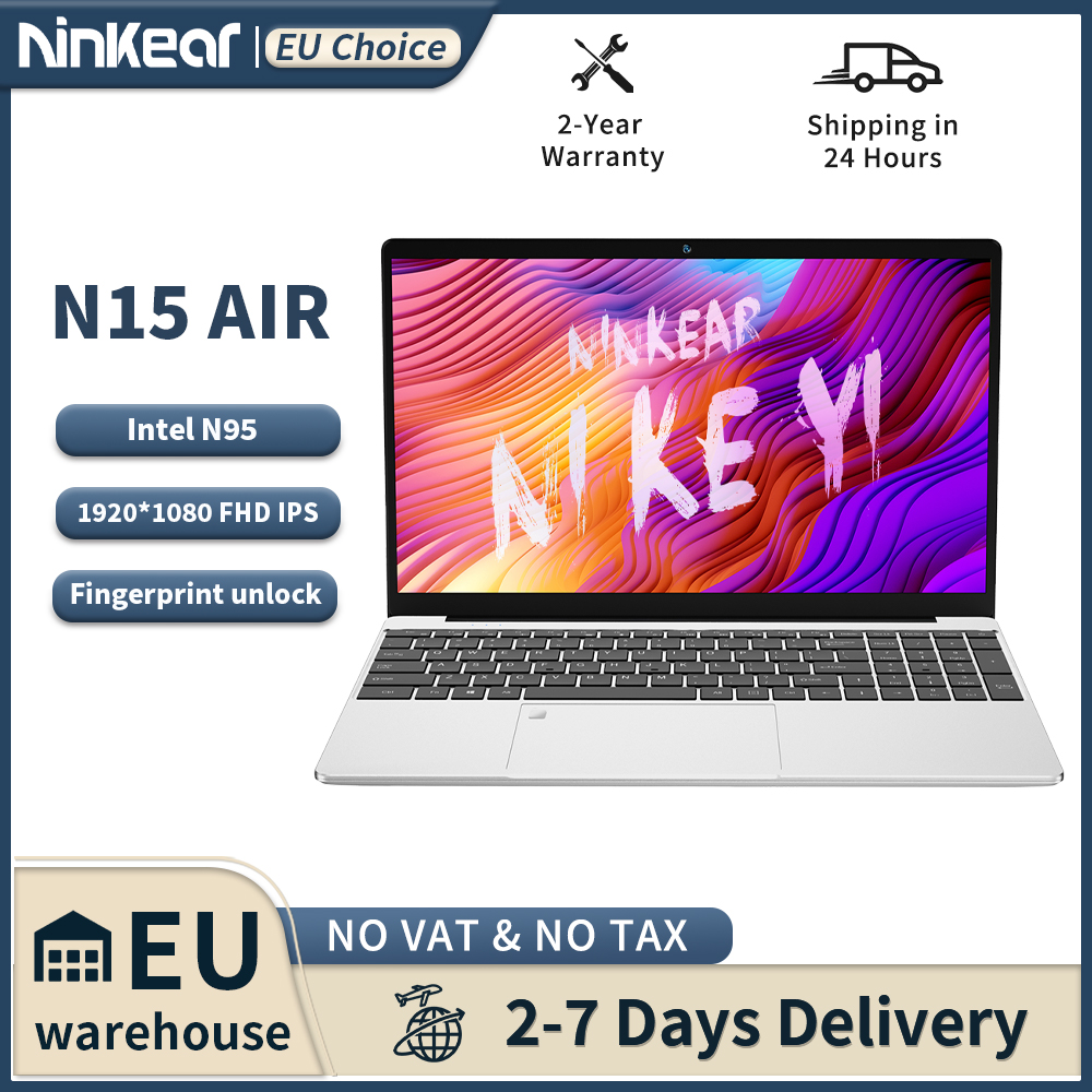 Ninkear N15 Air Laptop 15,6 "IPS 1080P IPS Intel N95 3.4Ghz 12GB RAM 512GB SSD produttività per uso generale Notebook Windows 11 pro