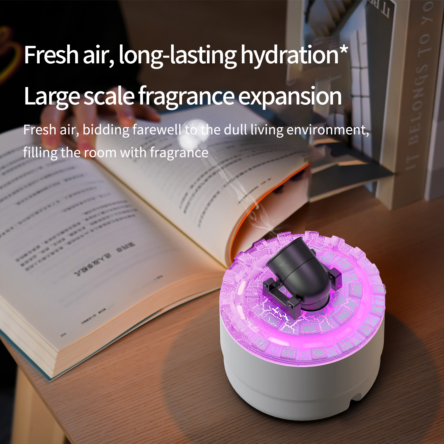 Creative Volcanic Crack Light ปืนใหญ่ Air Humidifier Aromatherapy Diffuser สําหรับเดสก์ท็อปหน้าแรกแหวนสเปรย์ไฟฟ้า Aroma Diffuser