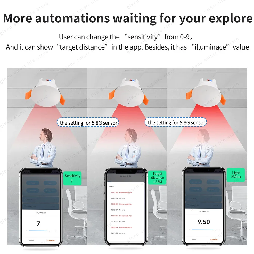 WiFi / Zigbee Smart Human Presence Sensor PIR-Radardetektor, Helligkeits-/Entfernungserkennung, Tuya Smart Life Home Automation
