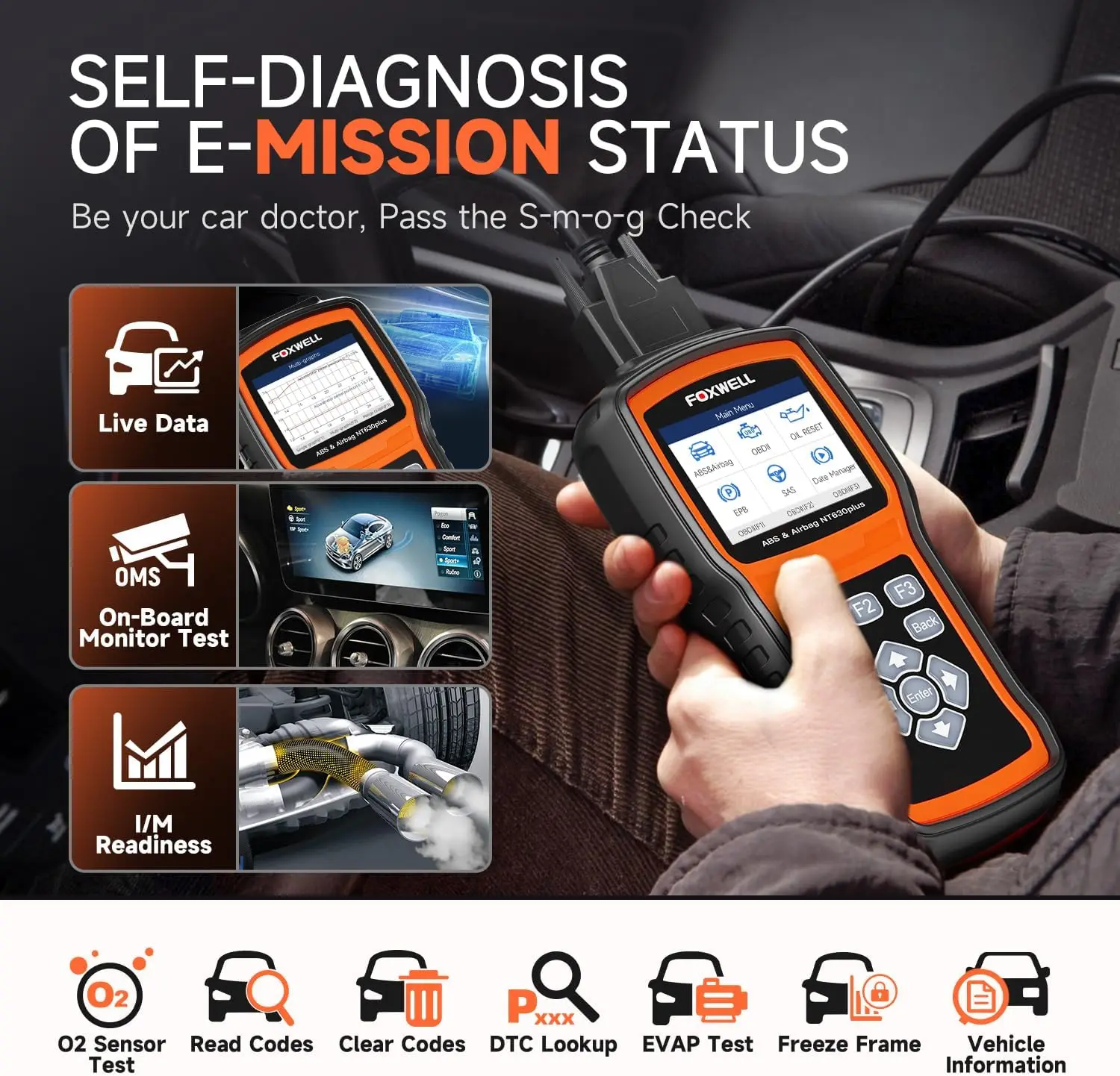 2025 FOXWELL NT 630 Plus OBD2-Scanner-Diagnosetool ABS-Blutung SRS SAS Öl-Reset OBD2-Automodeleser Bidirektionaler Scanner
