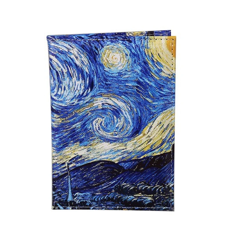 Mode Leichte Frauen Männer PU Leder Reise Starry Sky Passport Abdeckung Brieftasche Landschaft Schutzhülle Passport Karte Halter Fall