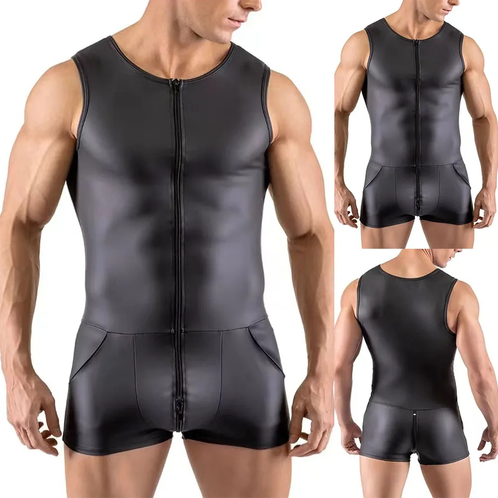 Clubwear Mono para hombre Mono para hombre Monos ajustados para hombre Cuello redondo regular Color sólido Verano Moda cómoda